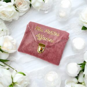 pochette plate vieux rose flocage mes petites affaires
