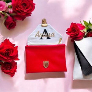pochette saint valentin rouge simili cuir