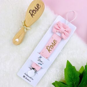 Attache tétine en double gaze de coton rose