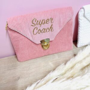Pochette velours rose claire
