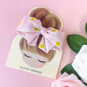 Chouchou nœud papillon fleurie rose