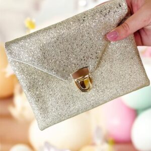 Pochette similicuir doré