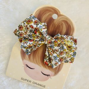 Chouchou nœud papillon fleurie orange