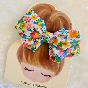 Chouchou nœud papillon fleurie turquoise